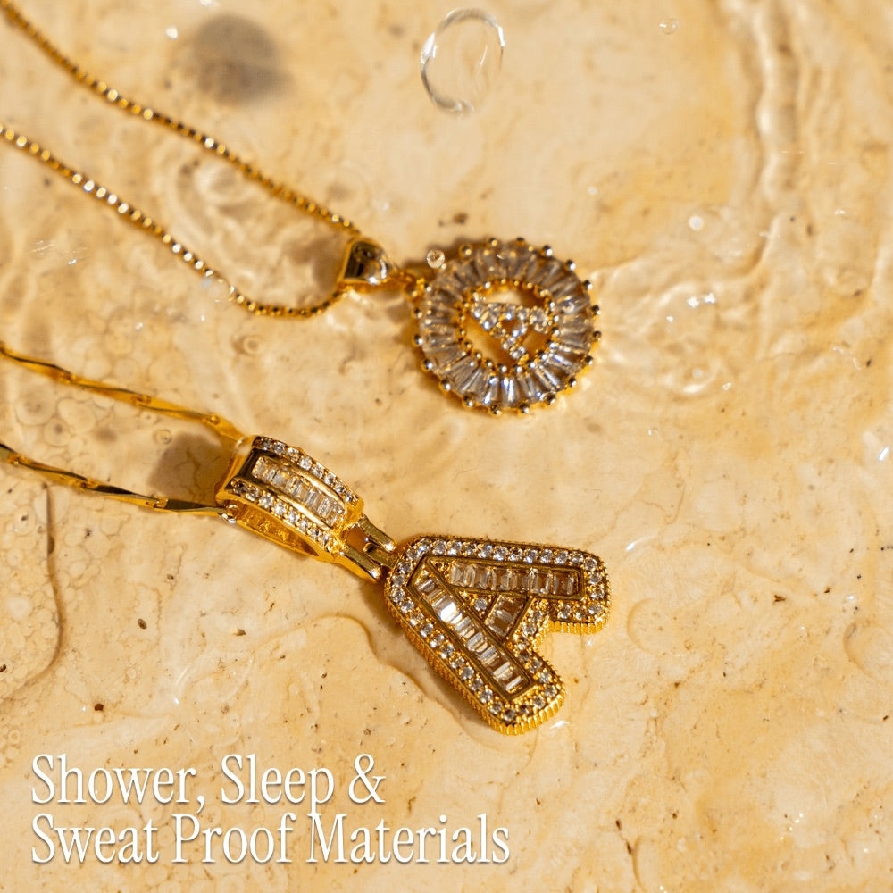 14k Gold-Plated Layered Necklace Set with Diamond Initial Pendants – Elegant Jewelry for Personal Style - Velora