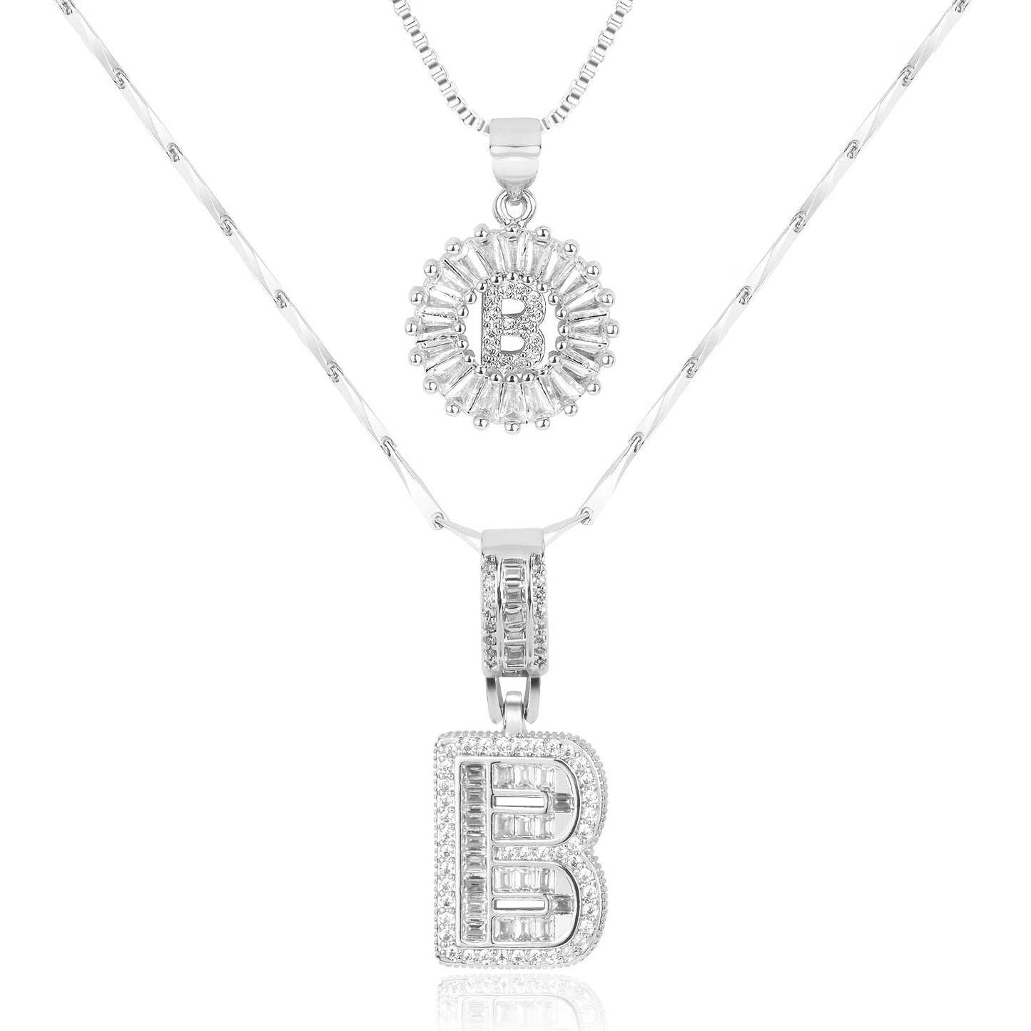 14k Gold-Plated Layered Necklace Set with Diamond Initial Pendants – Elegant Jewelry for Personal Style - Velora