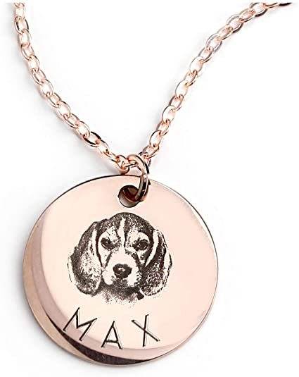 Personalized Pet Photo Disc Necklace Ladies Kitten Name Pendant Necklace Custom Animal Stainless Steel Necklace Jewelry - Velora