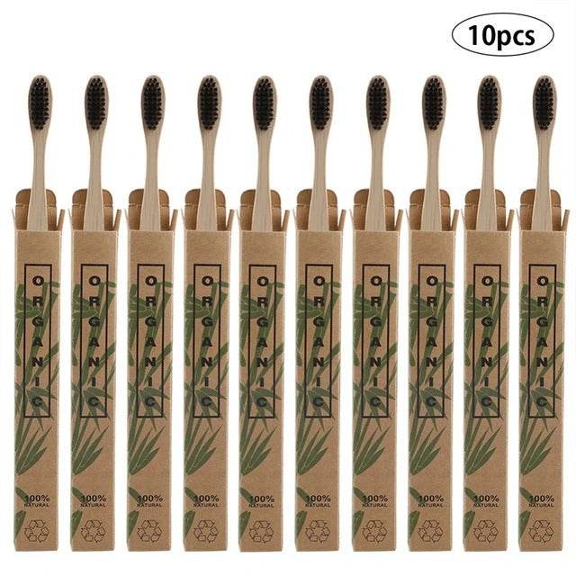 10pcs Bamboo toothbrushes - Velora