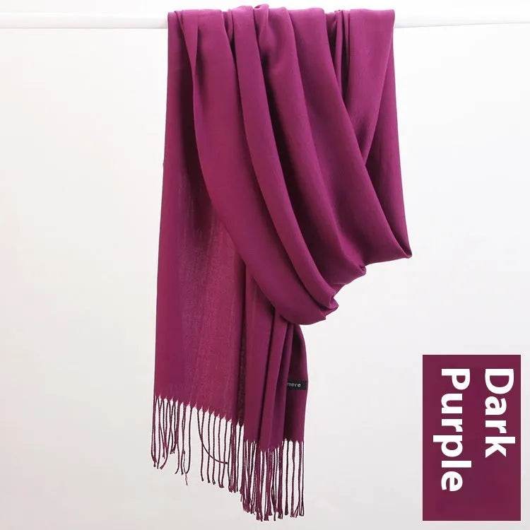 Pure Color Warm Keeping Scarf All-match Cashmere Shawl - Velora