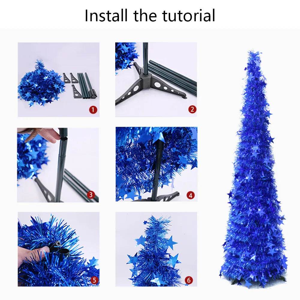 Artificial Tinsel Up Christmas Tree With Stand Gorgeous Collapsible Artificial Christmas Tree For Christmas Decorations - Velora