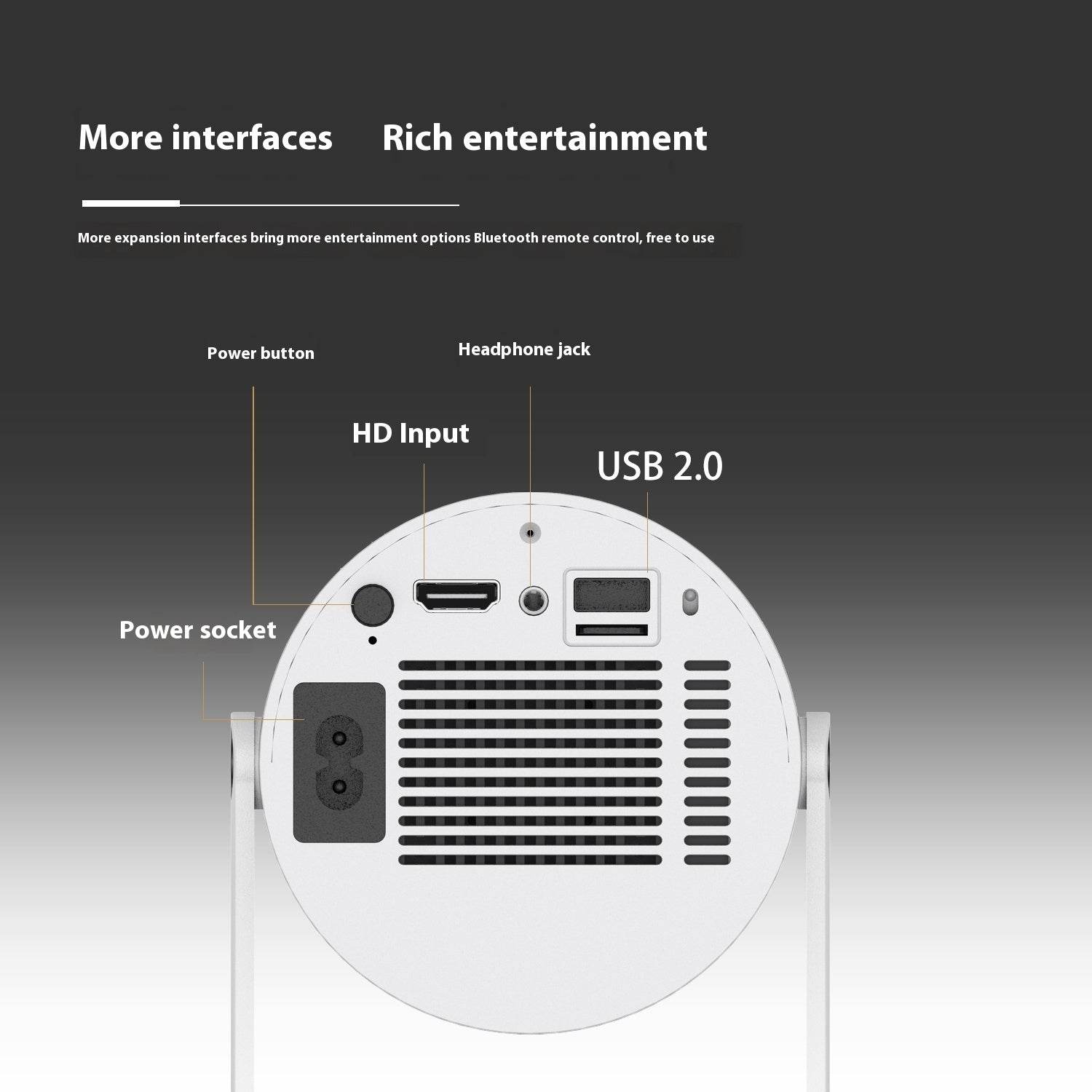 Portable Projector Small Straight Projector For Home Use 180 Degrees Projection Angle Automatic Focus Home Video Projector - Velora
