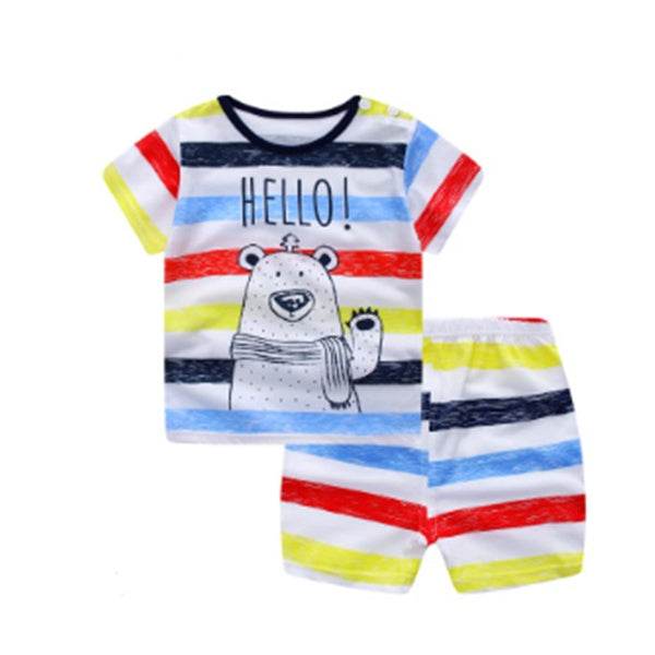 Cartoon Clothing Baby Boy Summer Clothes T-shirt Baby Girl Casual Clothing Sets - Velora