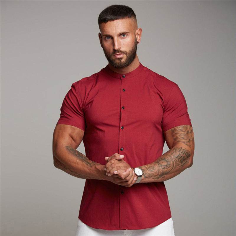 New Summer Shirt Fitness Clothing Cotton Tops Short Sleeve Sports Shirts Brand Mens Short Cool Casual Fashion Breathable Shirt - Velora