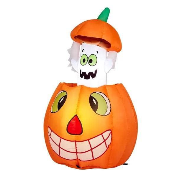 2.8 FT Halloween Inflatables Animated Pumpkin Ghost, Outdoor Decorations Blow Up Yard Decor With Built-in LEDs For Indoor Party Garden Lawn Decor - Velora
