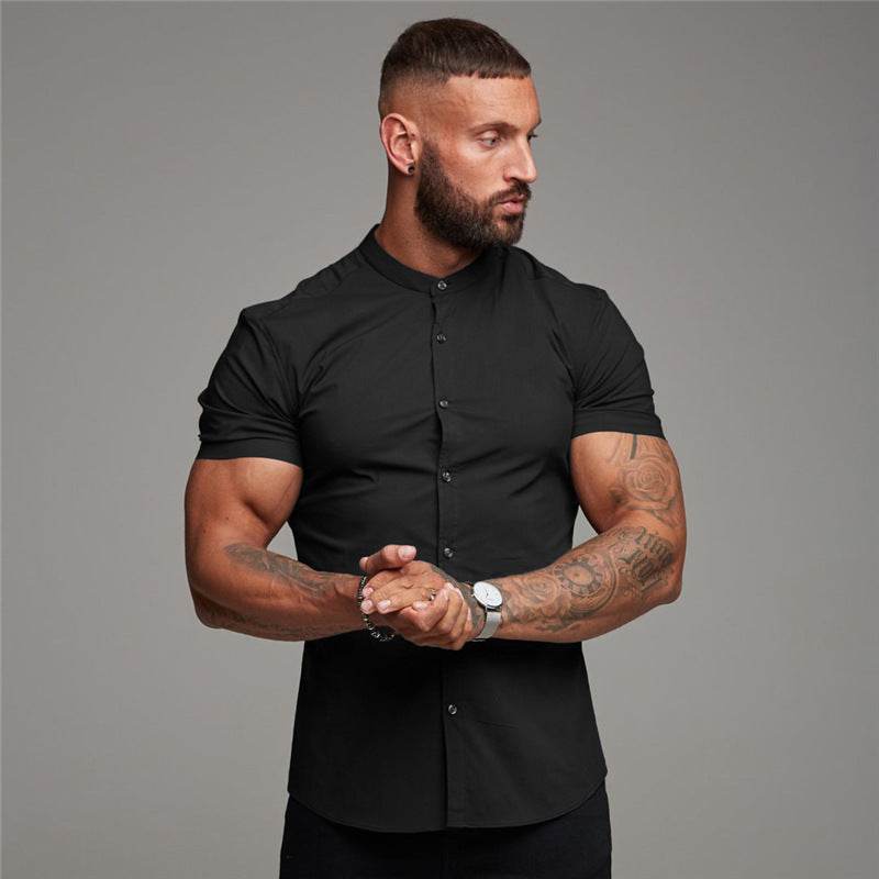 New Summer Shirt Fitness Clothing Cotton Tops Short Sleeve Sports Shirts Brand Mens Short Cool Casual Fashion Breathable Shirt - Velora