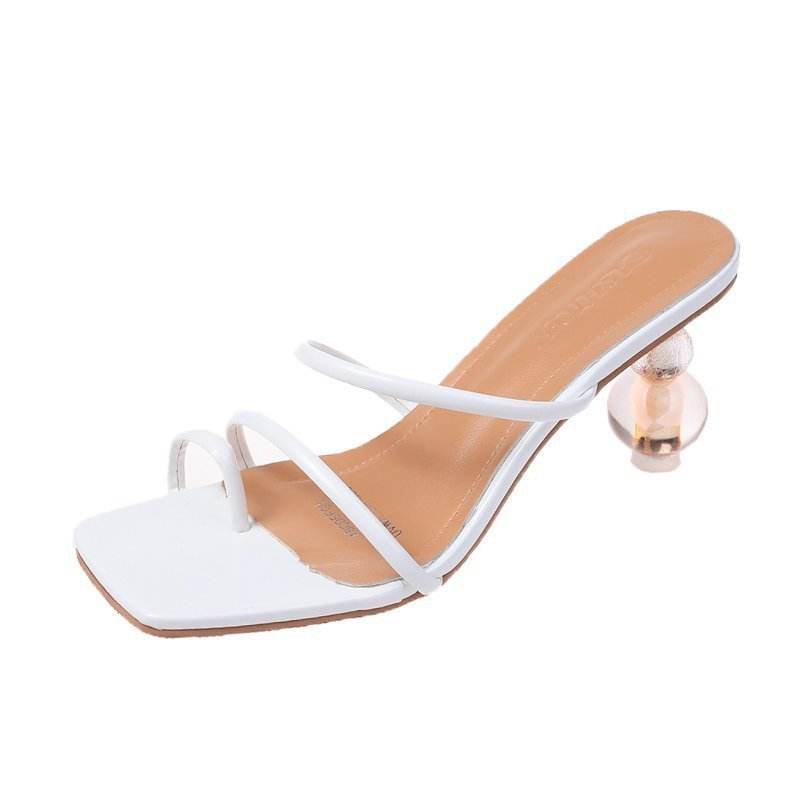 Large Size Korean Style Square Toe Thin Strap Gourd Heel High Heel Sandals Women's Shoes - Velora