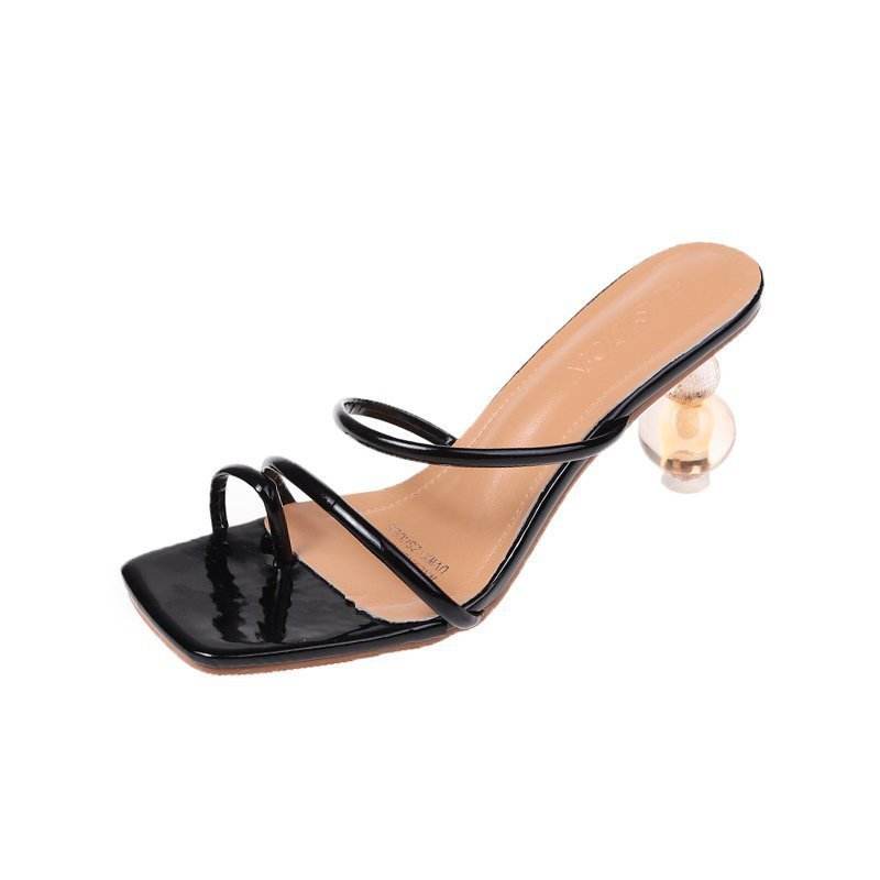 Large Size Korean Style Square Toe Thin Strap Gourd Heel High Heel Sandals Women's Shoes - Velora