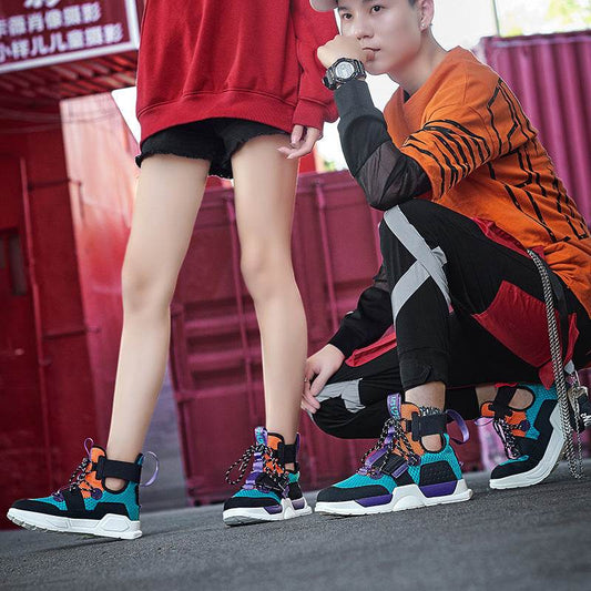 New High-Top Breathable Neutral Large SDize Sneakers - Velora