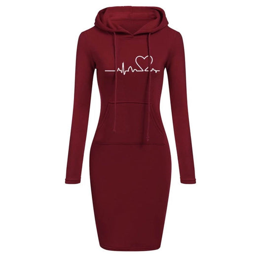 Autumn Winter Women Hoodies Sweatshirts Long-sleeved Dress - Velora