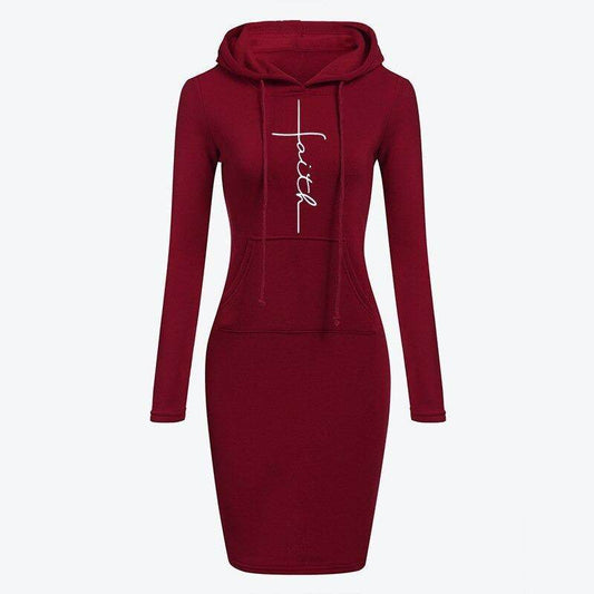 Autumn Winter Women Hoodies Sweatshirts Long-sleeved Dress - Velora