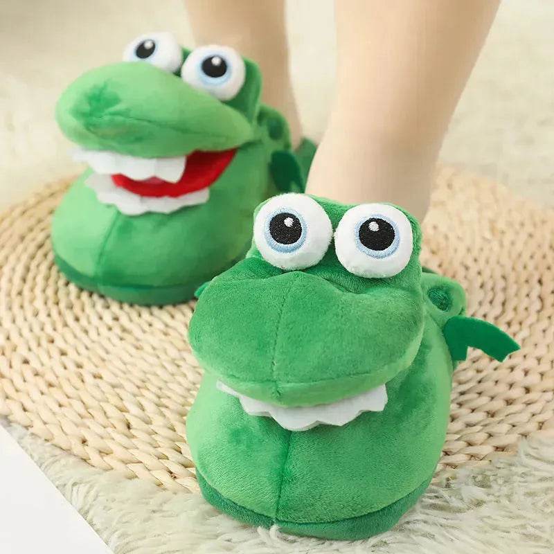 Cotton Slippers Mouth Will Move Plush Cute Funny Indoor Winter Couple Soft Bottom Plush Toys Indoor Slippers - Velora