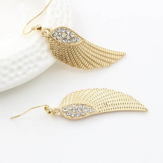 Female Fashion Diamond Angel Wings Earrings - Velora