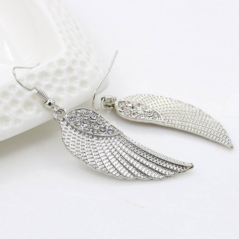 Female Fashion Diamond Angel Wings Earrings - Velora