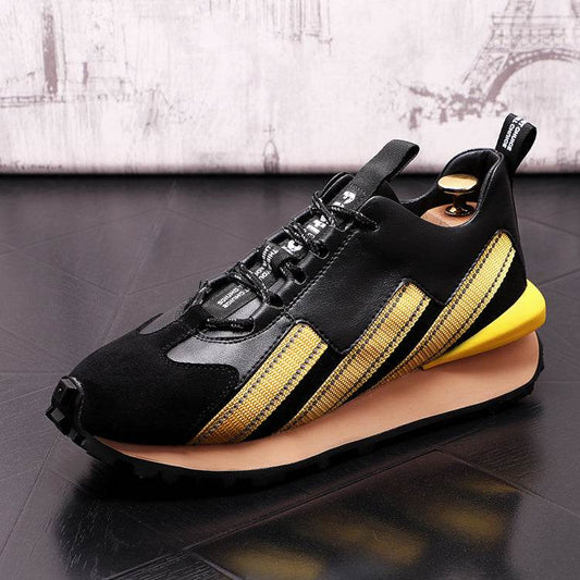 Little White Shoes Men'sNew Men's Fashion High-Top Shoes Color Matching Youth Forrest Shoes Increased Board Shoes Casual Mid-state Short Boots - Velora