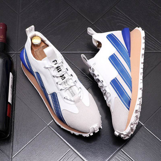 Little White Shoes Men'sNew Men's Fashion High-Top Shoes Color Matching Youth Forrest Shoes Increased Board Shoes Casual Mid-state Short Boots - Velora