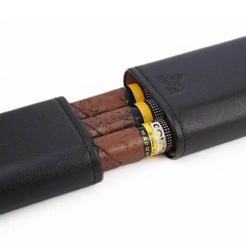 Portable Travel 3 Pack Humidifying Leather Cigar Case - Velora