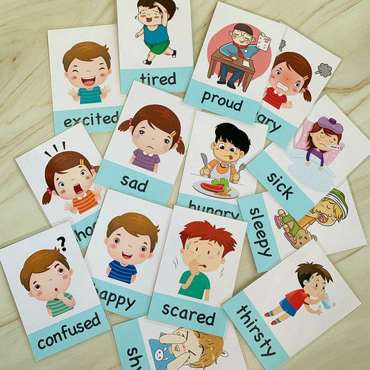 14 pcs Kids Learning Emotions Cognitive Flash Cards - Velora