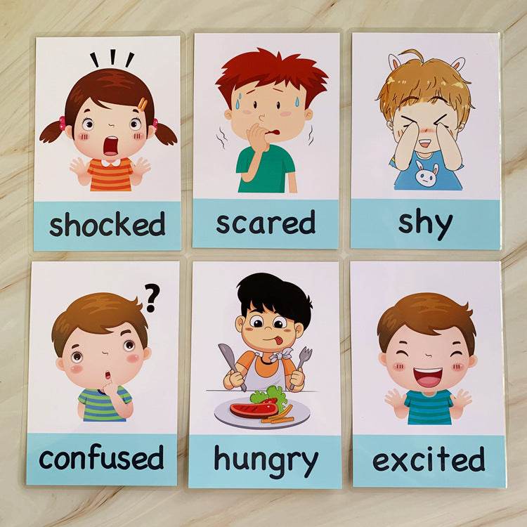 14 pcs Kids Learning Emotions Cognitive Flash Cards - Velora