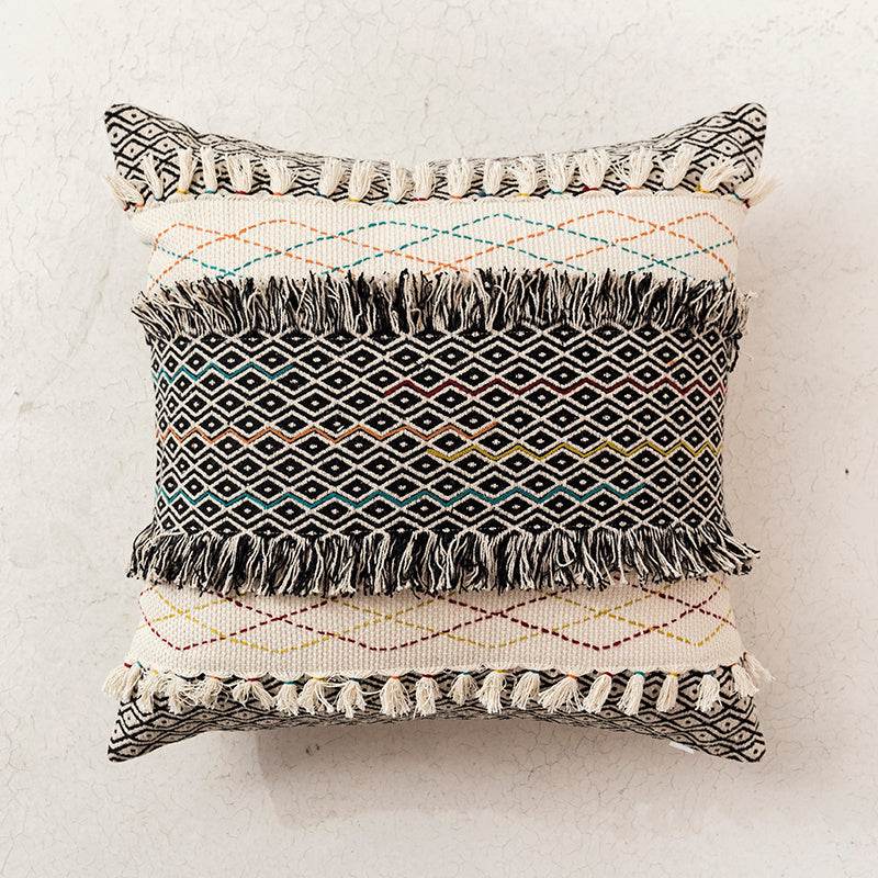 Handmade India Morocco Knitting Woven Pillow Cushion Cover Nordic Boho Bohemia tassels Lumbar throw pillow cover - Velora