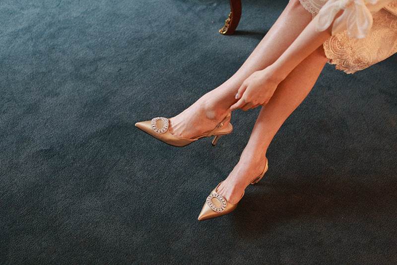Crystal Rhinestone Baotou Women's Sandals Stiletto Pointed Fashion Ladies Style Bride High Heel Wedding Shoes - Velora
