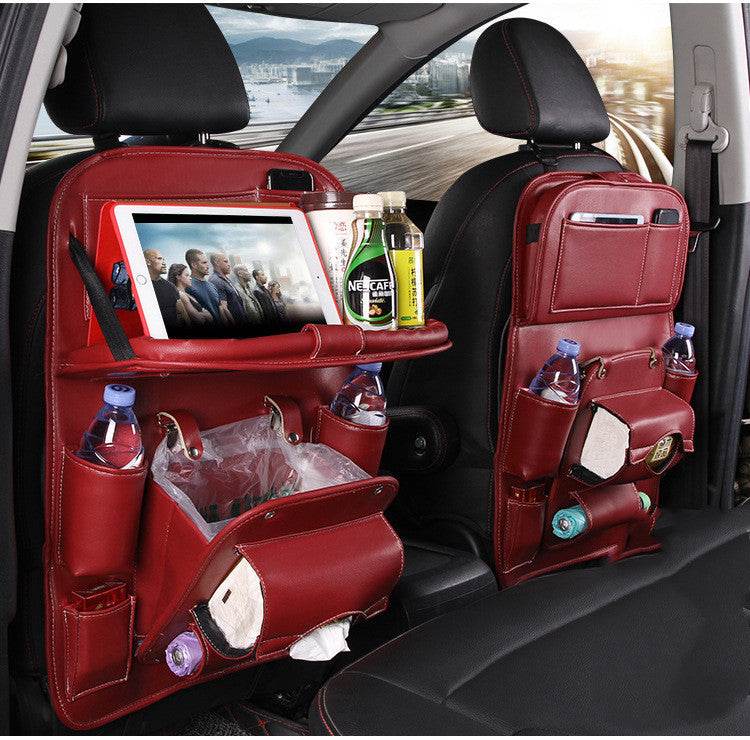 PU Leather Car Storage Bag Multifunction Seat Back Tray Hanging Bag Waterproof Car Organizer Automotive Interior Accessories - Velora