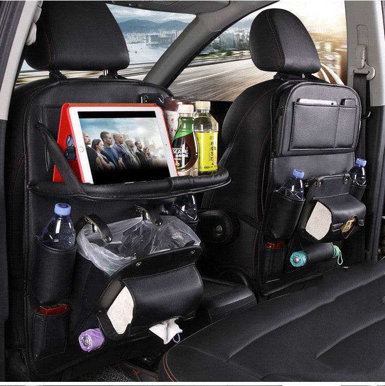 PU Leather Car Storage Bag Multifunction Seat Back Tray Hanging Bag Waterproof Car Organizer Automotive Interior Accessories - Velora
