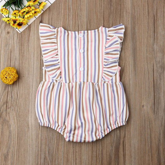 Baby Romper Baby Romper Cotton And Linen Pleated Trim Triangle Romper - Velora
