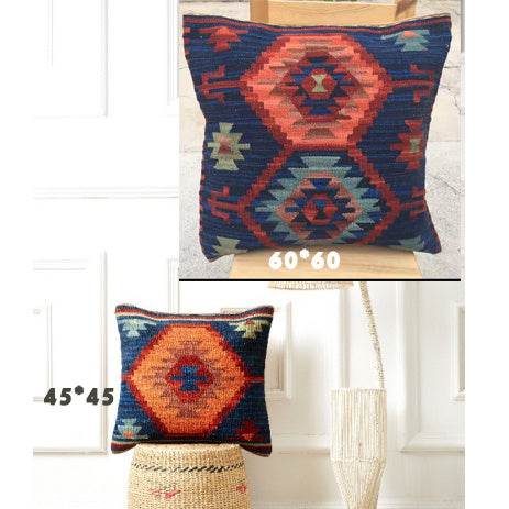 American Country Style Imported From India Ethnic Style Kilim Hand Woven Hard Wool Pillow Cover Cushion - Velora
