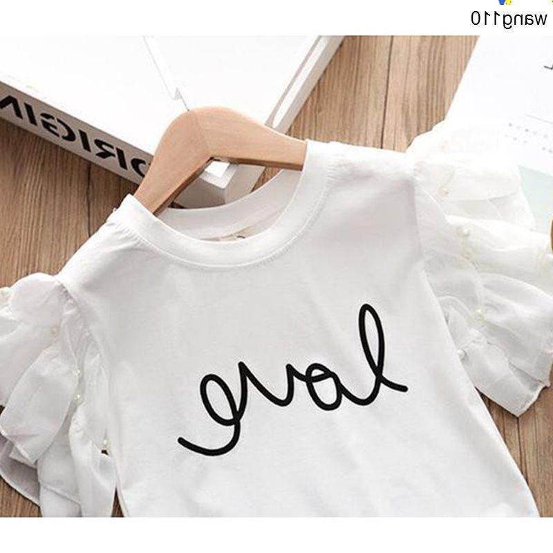 Summer Kids Girls Clothing Sets 2 pcs T-shirt Hole Pants Set - Velora