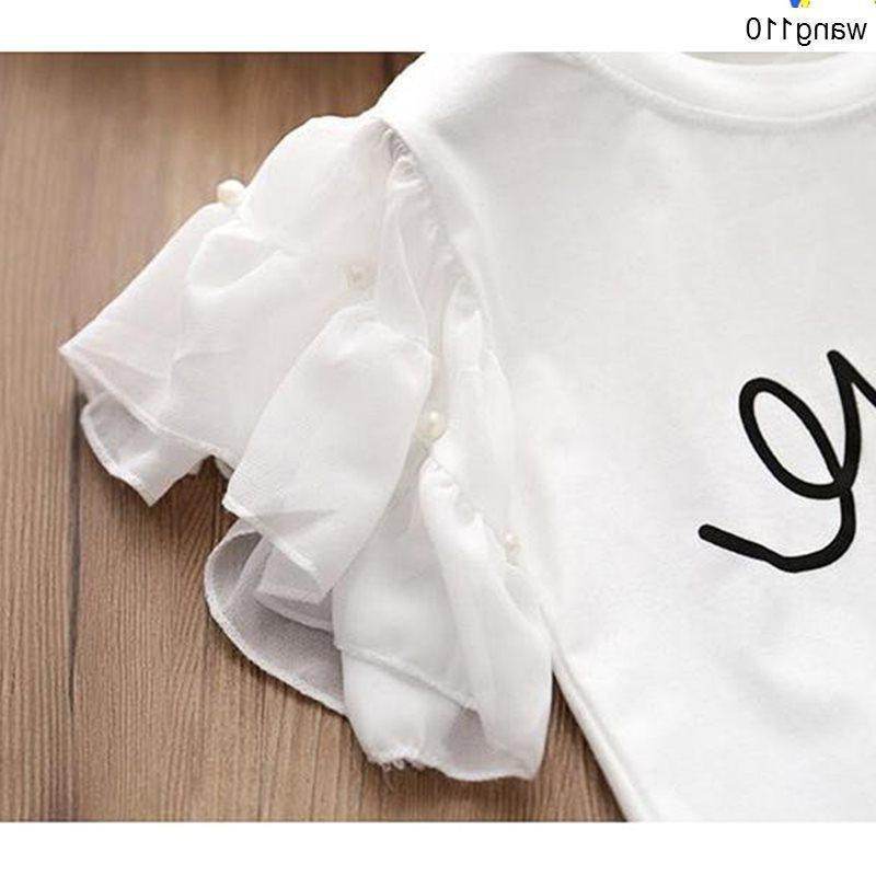 Summer Kids Girls Clothing Sets 2 pcs T-shirt Hole Pants Set - Velora