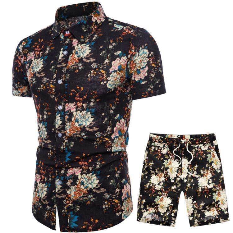 Fashion Men's Printed Short-Sleeved Shirt Suit - Velora