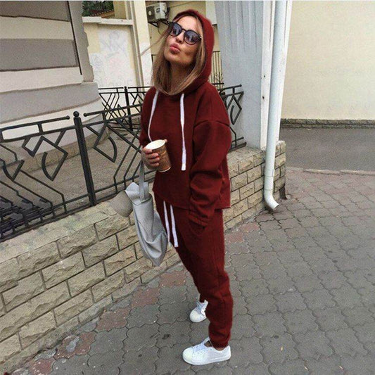 2pcs unisex Drawstring Hoodie Sport suit Athleisure wear - Velora