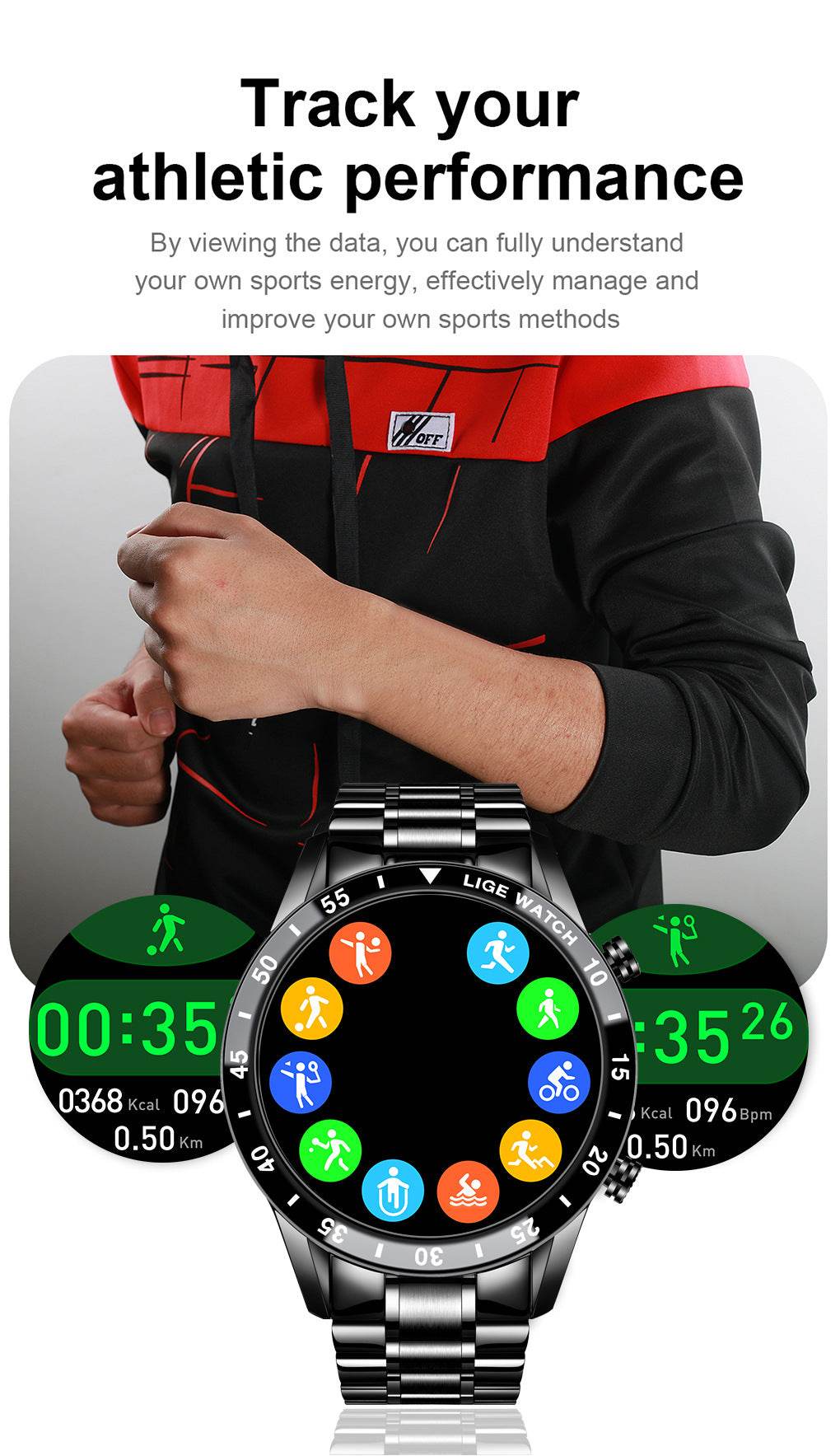 Lige's New Smart Watch Upgrade Smart Wearable Watch - Velora