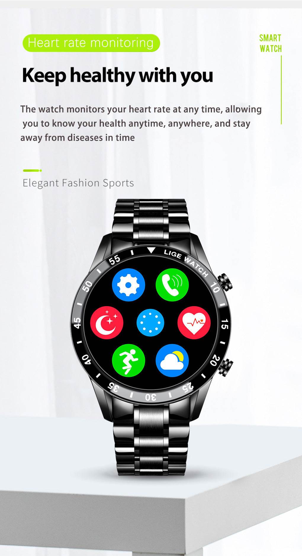 Lige's New Smart Watch Upgrade Smart Wearable Watch - Velora