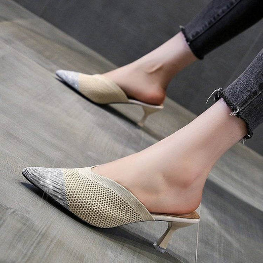Fashion Simple Pointed Toe Flying Woven Stiletto High Heel Sandals - Velora