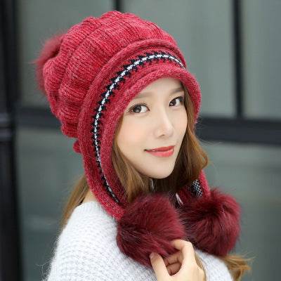 Cozy Knit Fleece-Feel Beanie With Ear Flaps & Pompom Warm Winter Hat For Women Perfect For Skiing & Outdoor Activities - Velora