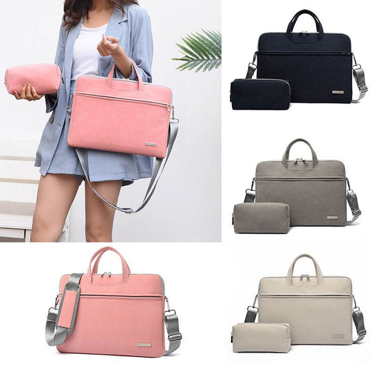PU Leather Women Laptop Bag Notebook Carrying Case Briefcase For Macbook Air 13.3 14 15.6 Inch Men Handbags Shoulder Mouse Bag - Velora