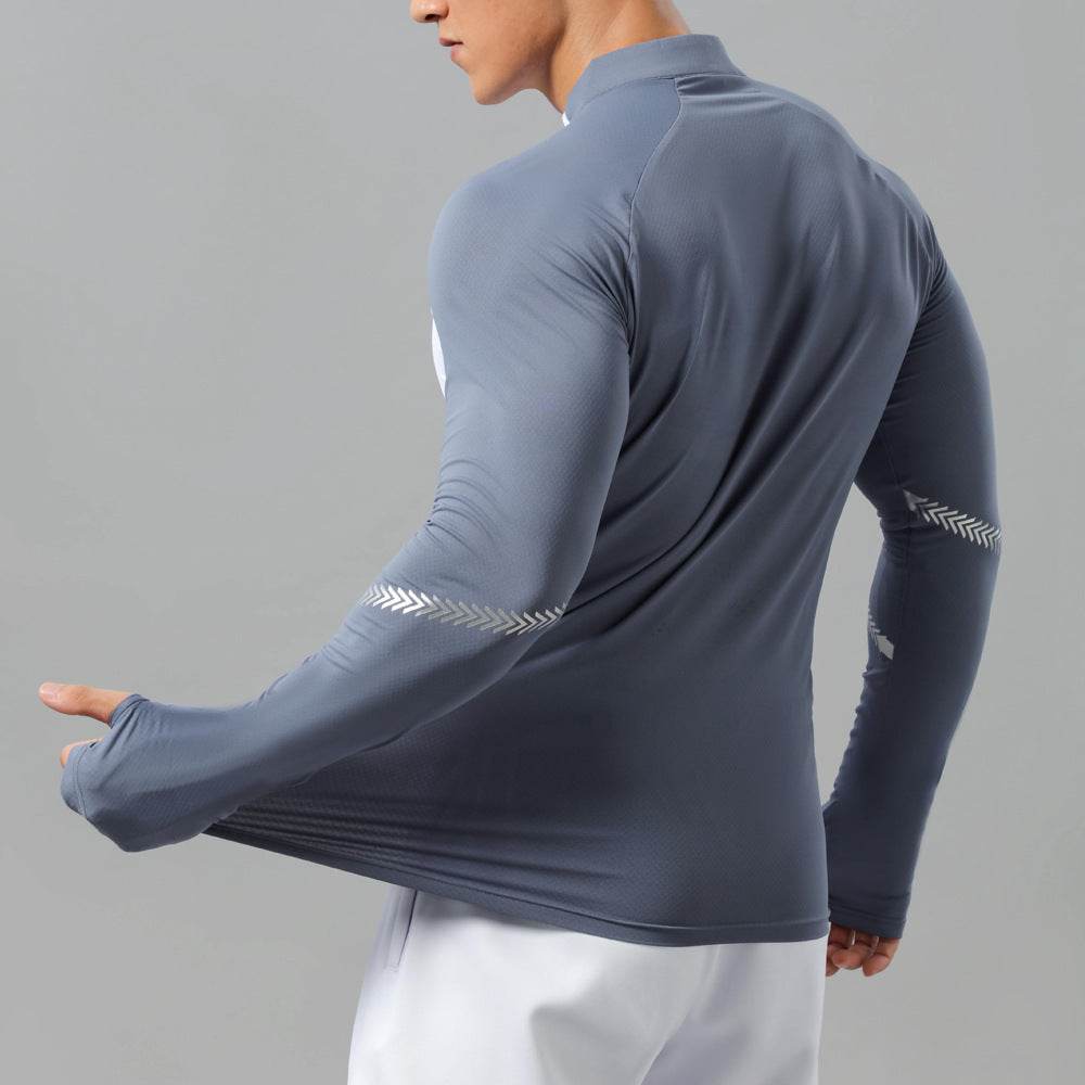 Mock Neck Half Zip Workout top for Men Long Sleeve exercise top - Velora