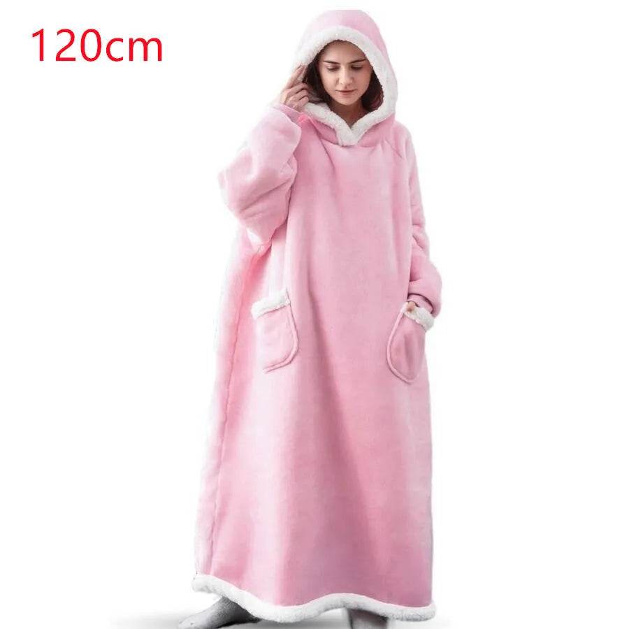 Fleece Oversized Hoodie Blanket Winter Warm Home Clothes Women Men Oversized Pullover With Pockets - Velora