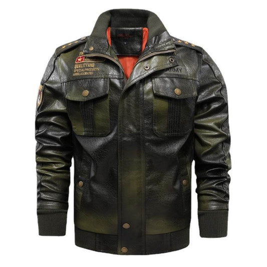 Leather Jacket Men's Stand-up Collar Slim Fit Short - Velora