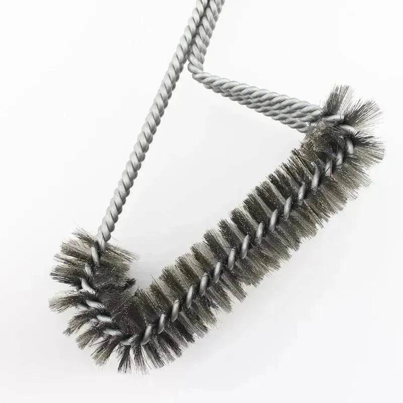 18-inch Three-head Barbecue Grill Cleaning Brush Steel Wire Oven Outdoor BBQ Tools - Velora