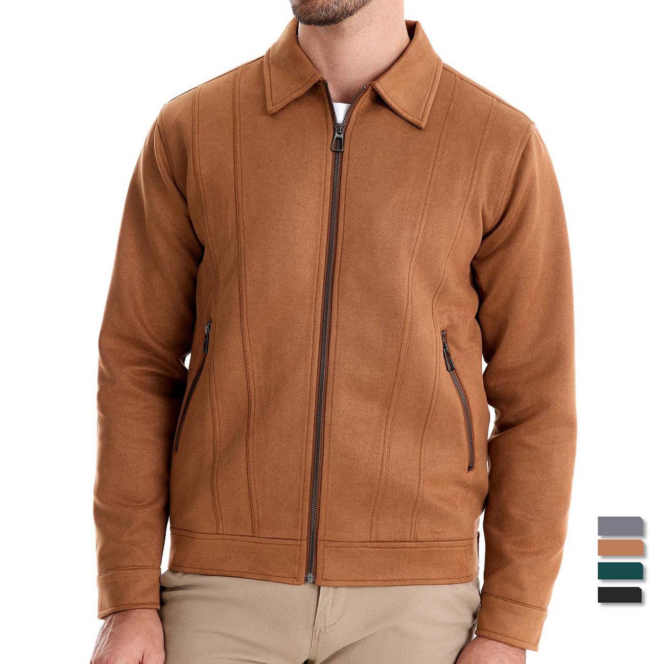 Fashion Lapel Zipper Jacket Autumn And Winter Solid Suede Coat Men's Clothing Outdoor - Velora