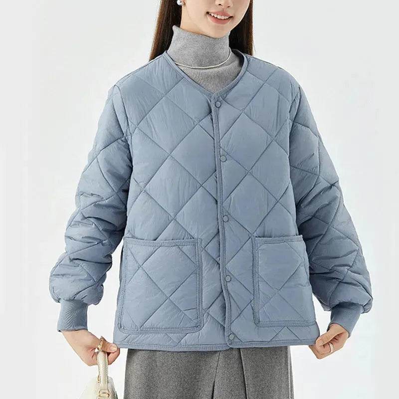 Quilted Padded Coat Winter Jacket With Pockets Lightweight Outerwear For Women's Clothing - Velora