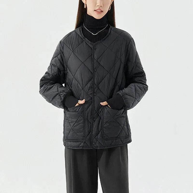 Quilted Padded Coat Winter Jacket With Pockets Lightweight Outerwear For Women's Clothing - Velora