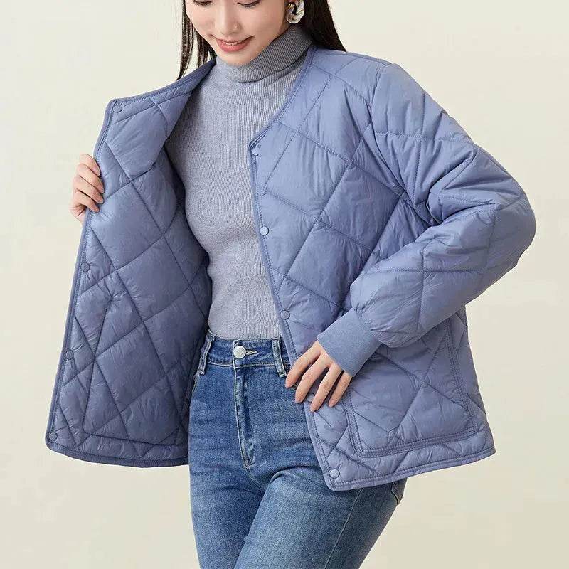 Quilted Padded Coat Winter Jacket With Pockets Lightweight Outerwear For Women's Clothing - Velora