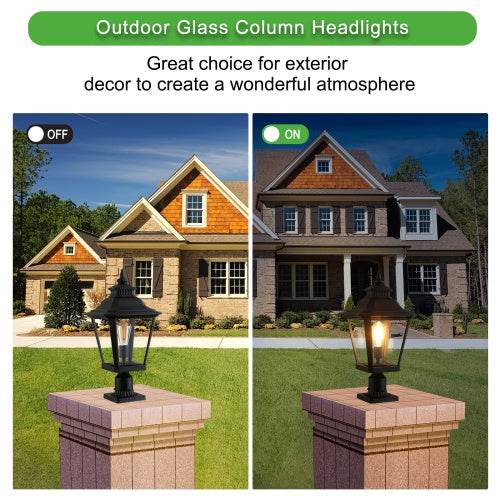 Outdoor Glass Pillar Headlights exterior decor Landscape Pathway Lighting - Velora