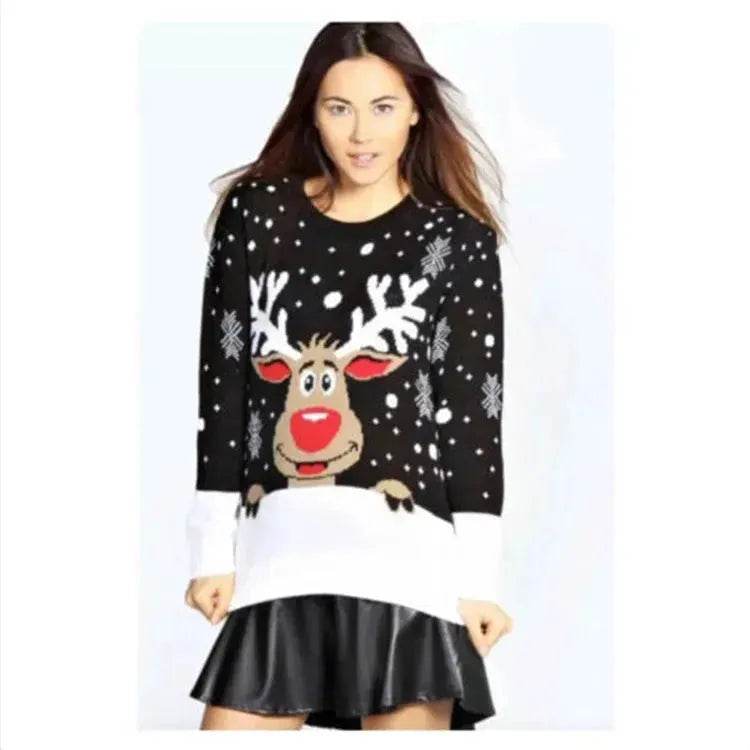Christmas fawn deer jacquard Cashmere sweater - Velora