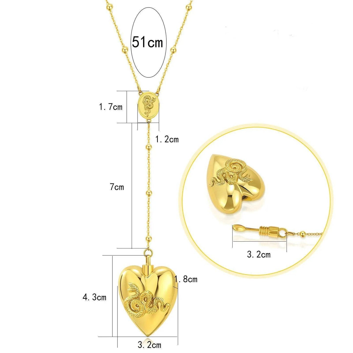 18k Gold Detachable Love Necklace With Snake Carving Fashion Personality Clavicle Chain Necklace For Valentine's Day Loved Memorial Jewelry - Velora